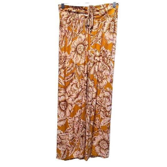 NWT Band of The Free Women’s Pull On Gold Floral Wide Leg Pants - Size Medium - Picture 7 of 9